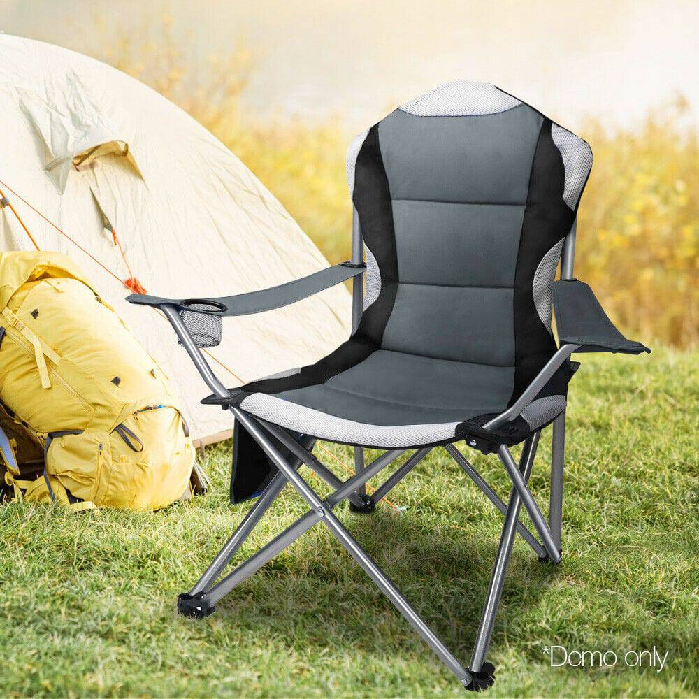 2 x Folding Camping Chairs Weisshorn Outdoor Beach Fishing BBQ (Online Only) - Image 10