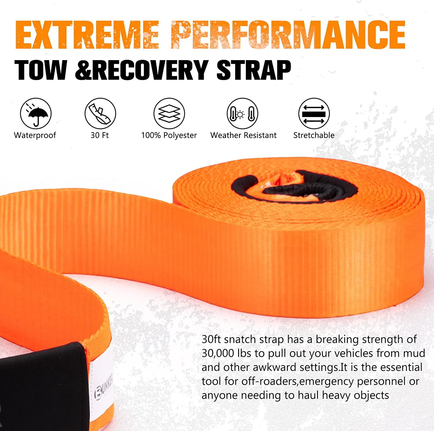 20ft Orange Snatch Strap - Image 3