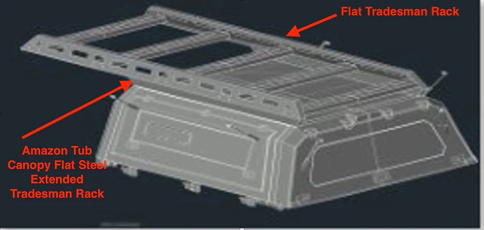 Amazon Tub Canopy (Gen 3) Flat Extended Tradesman Rack - Image 3