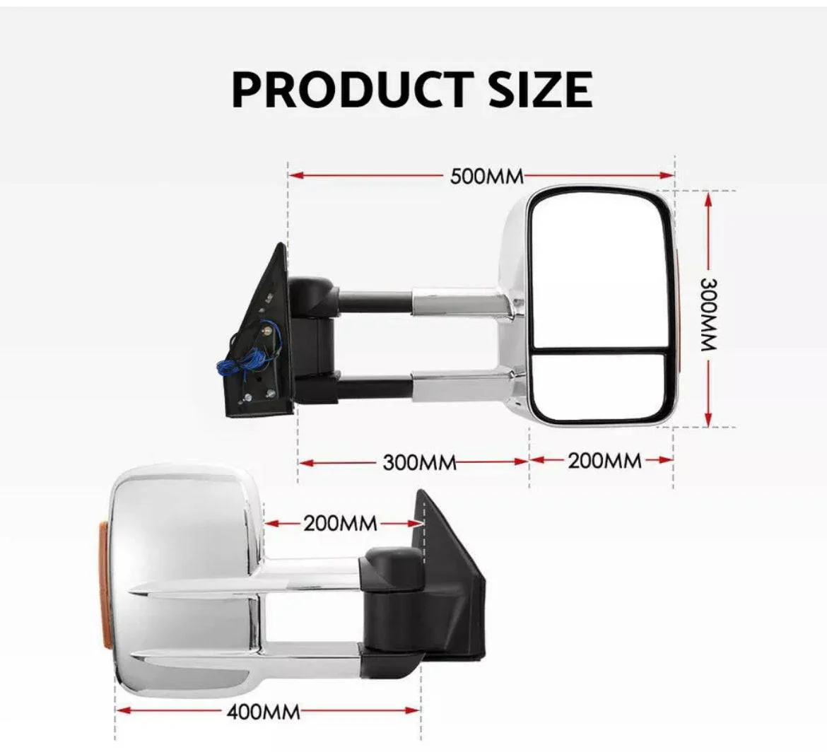 Extendable Chrome Towing Mirror Suitable For Toyota Land Cruiser 200 Series 2007-2022 Blinker (Online Only) - Image 11