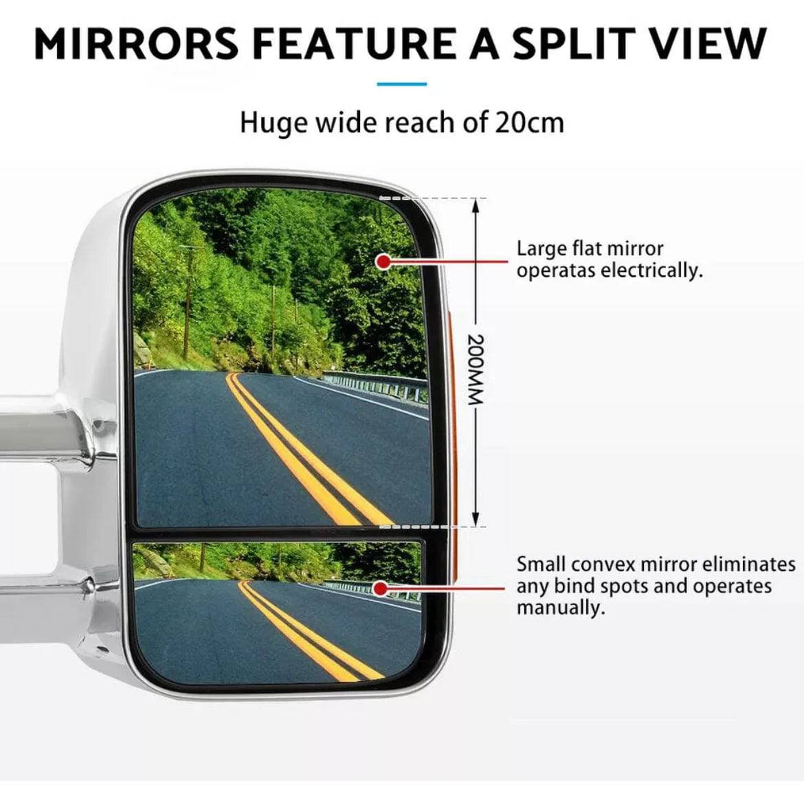 Extendable Chrome Towing Mirror Suitable For Toyota Land Cruiser 200 Series 2007-2022 Blinker (Online Only) - Image 7