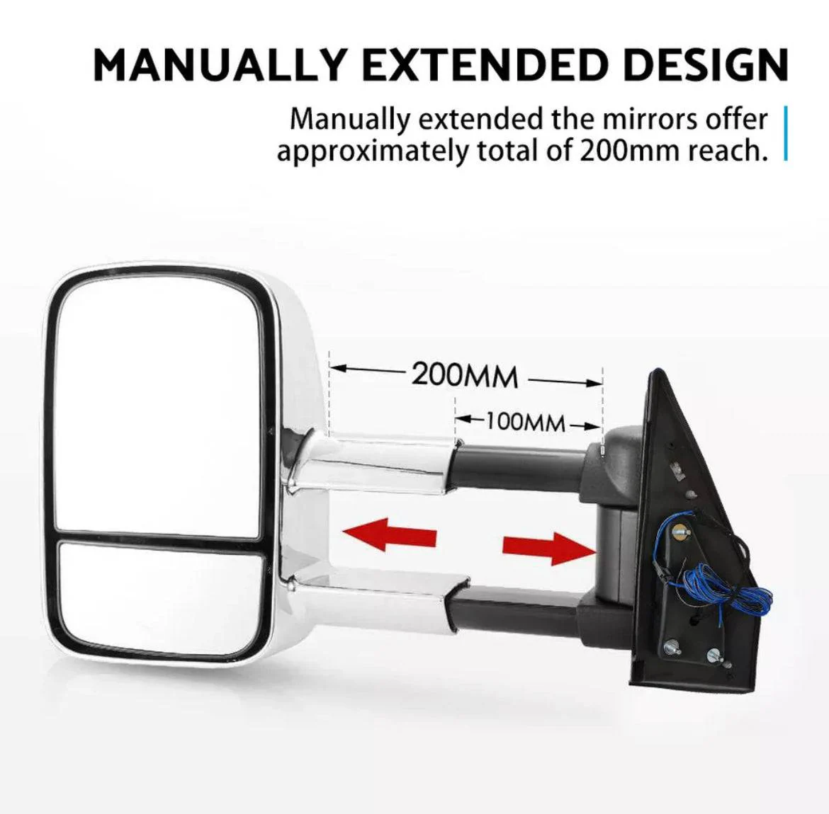 Extendable Chrome Towing Mirror Suitable For Toyota Land Cruiser 200 Series 2007-2022 Blinker (Online Only) - Image 8