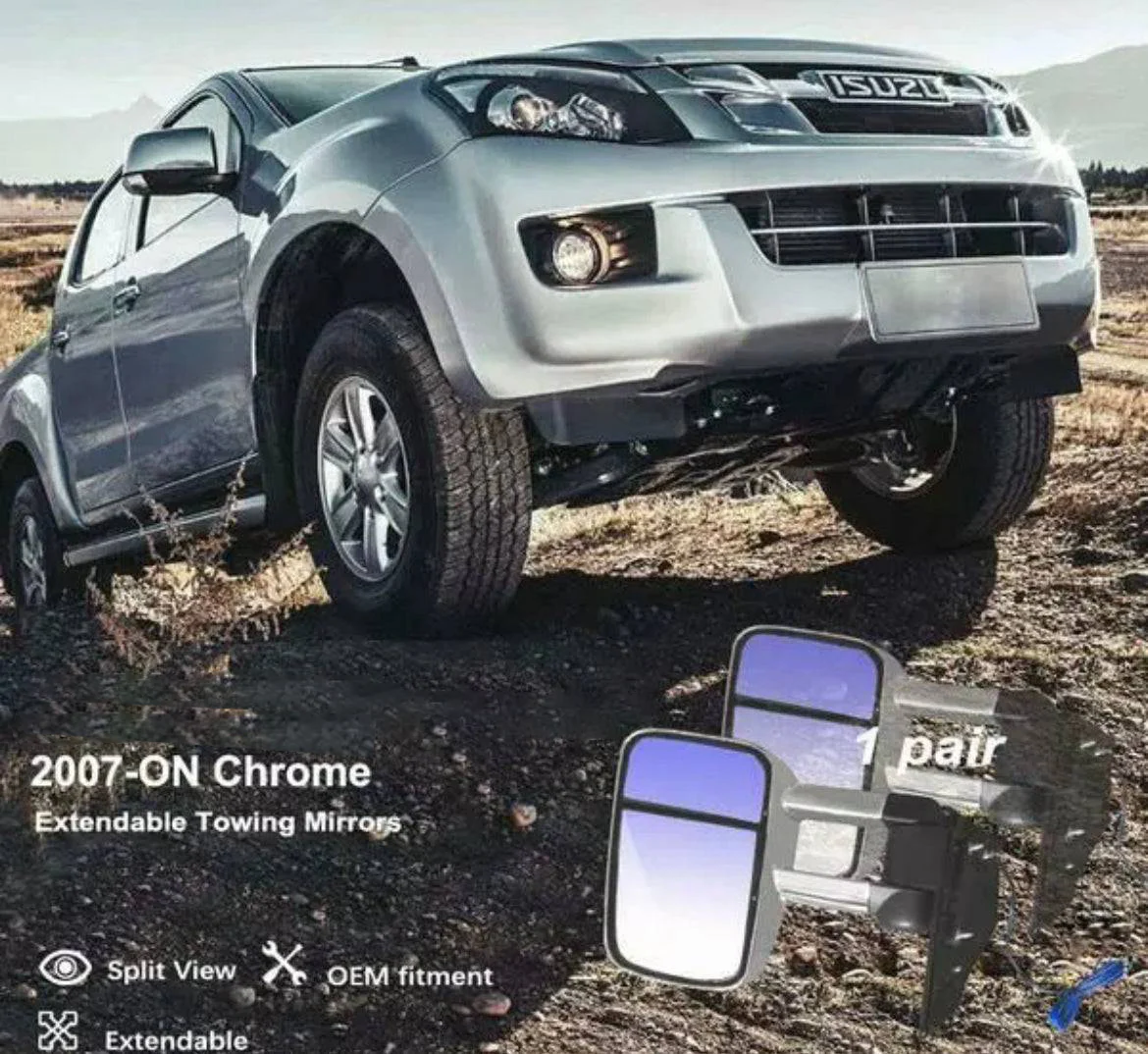 Extendable Chrome Towing Mirror Suitable For Toyota Land Cruiser 200 Series 2007-2022 Blinker (Online Only) - Image 9