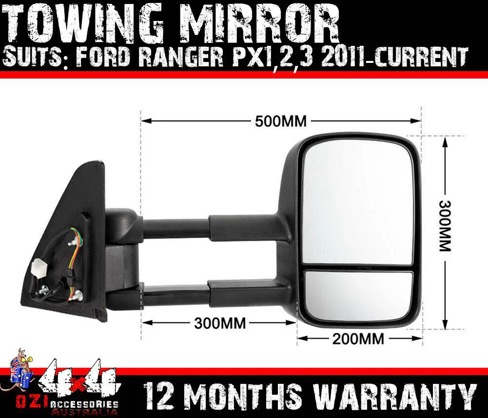 Extendable Towing Mirror Suits Ford Ranger PX1,2,3 2011-2022 (Non Blinker) - Image 14