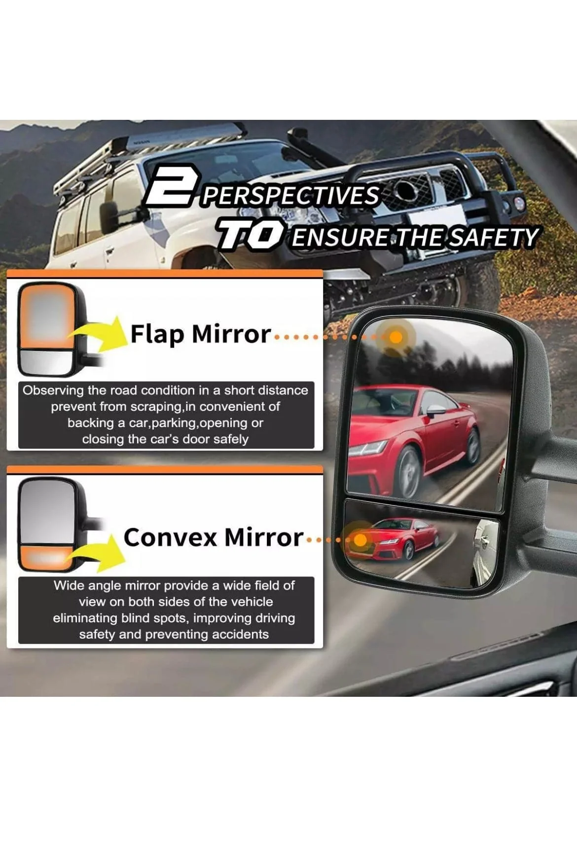 Extendable Towing Mirror Suitable for Toyota Hilux 2015-2020+ (Blinker) - Image 3