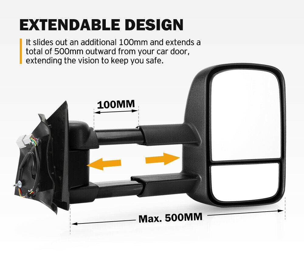Extendable Towing Mirrors suits Nissan Navara NP300 (Non Blinker) - Image 10